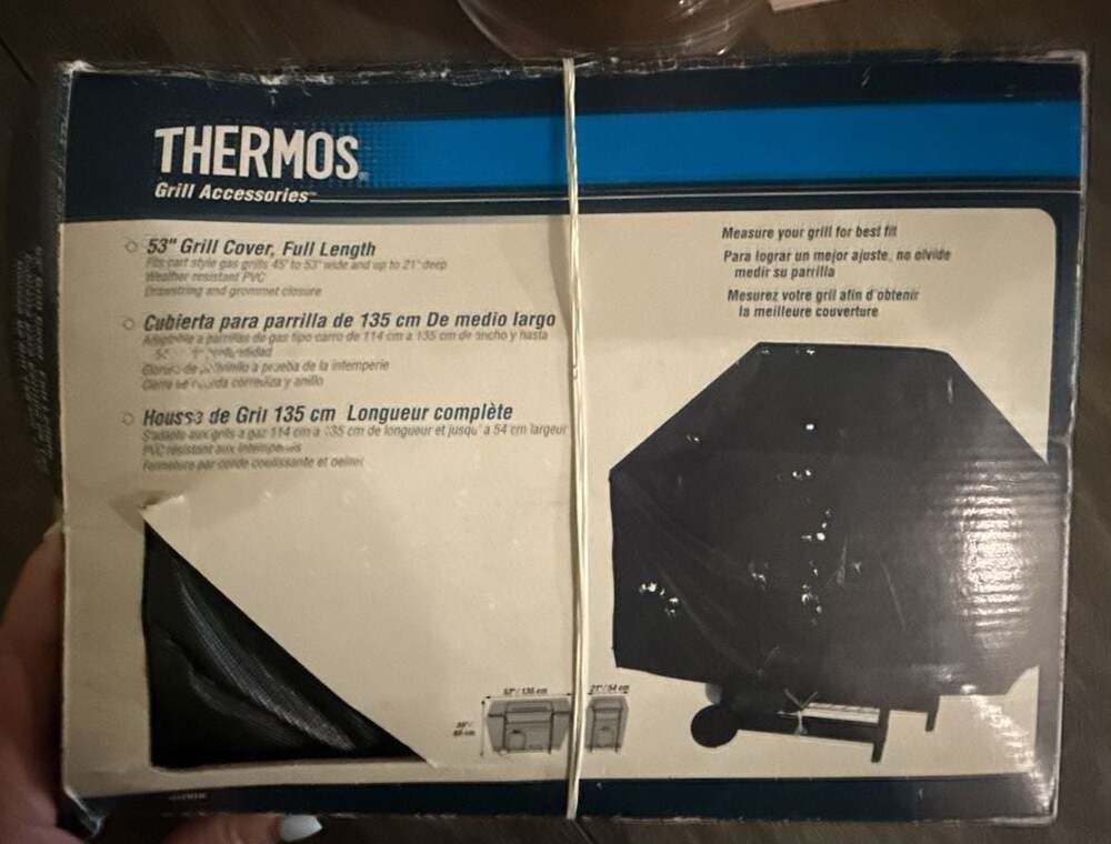 Vintage Thermos Grill Cover Full Length Fits 53" To 68" Wide Black *NEW*